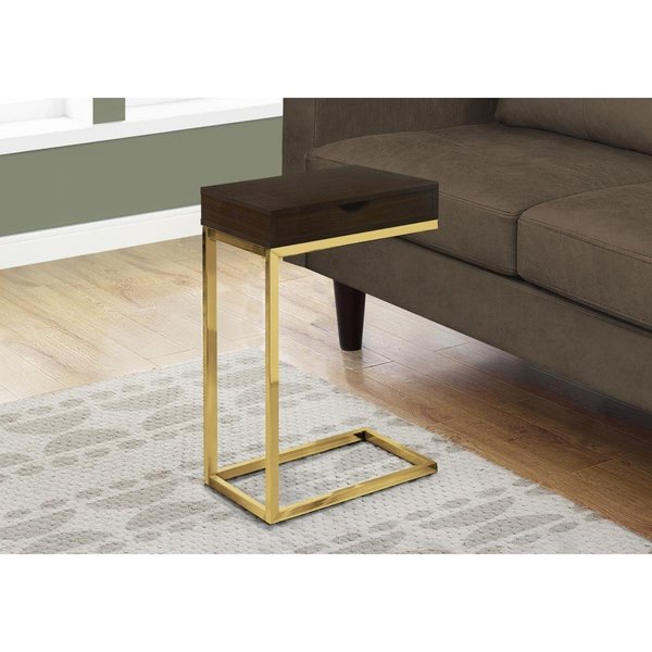 Daphnes Dinnette Cappuccino & Gold Metal Accent Table with Drawer DA2618190